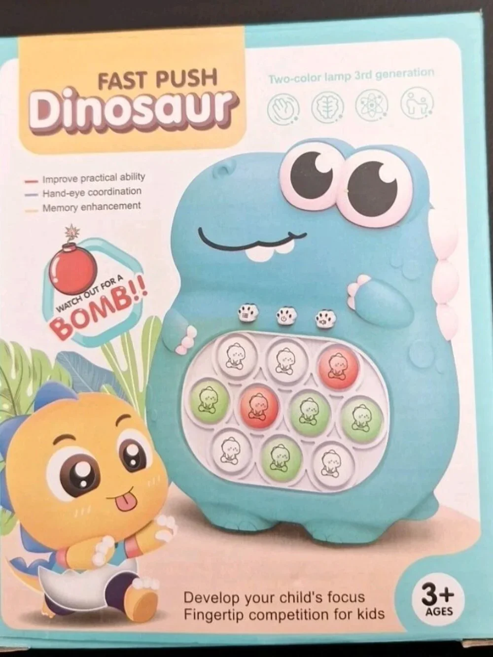 Fast Push Dinosaur Game Toy Console Bubble Pop Fun Interactive Patterns